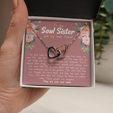 Soul Sister Best Friend Interlocking Hearts Necklace - Love You This Much